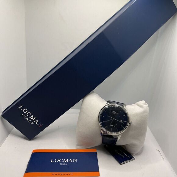 Lockman AISI-316 Men's Blue Leather Strap Analog Dial Quartz Genuine Watch Cv60